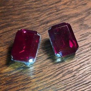 Rectangular "ruby" earring pair - Vintage '80s Sparkle jewelry